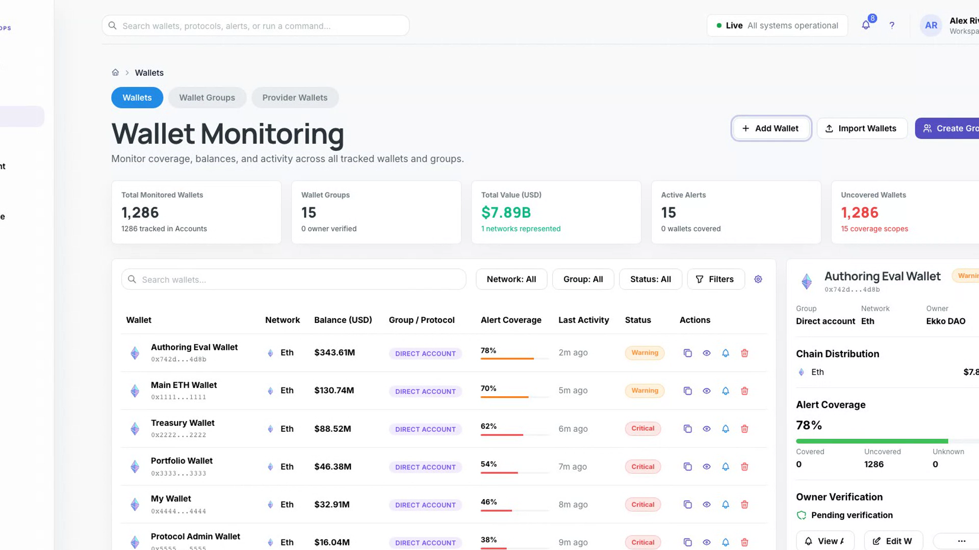 First wallet moment selector showing candidate WalletAlert flows